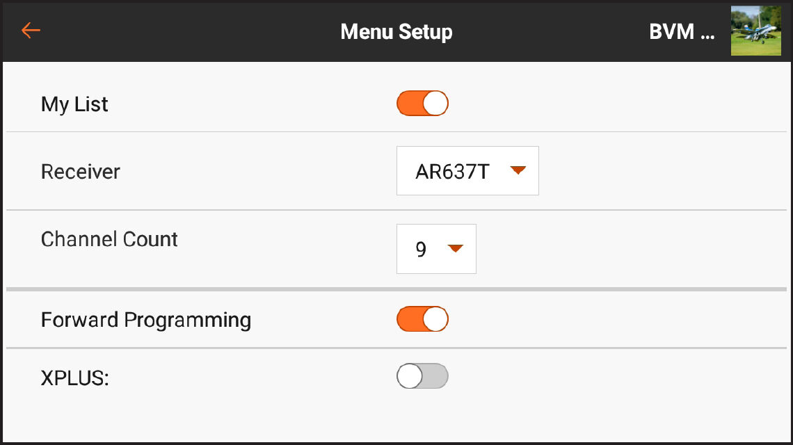 Menu Setup