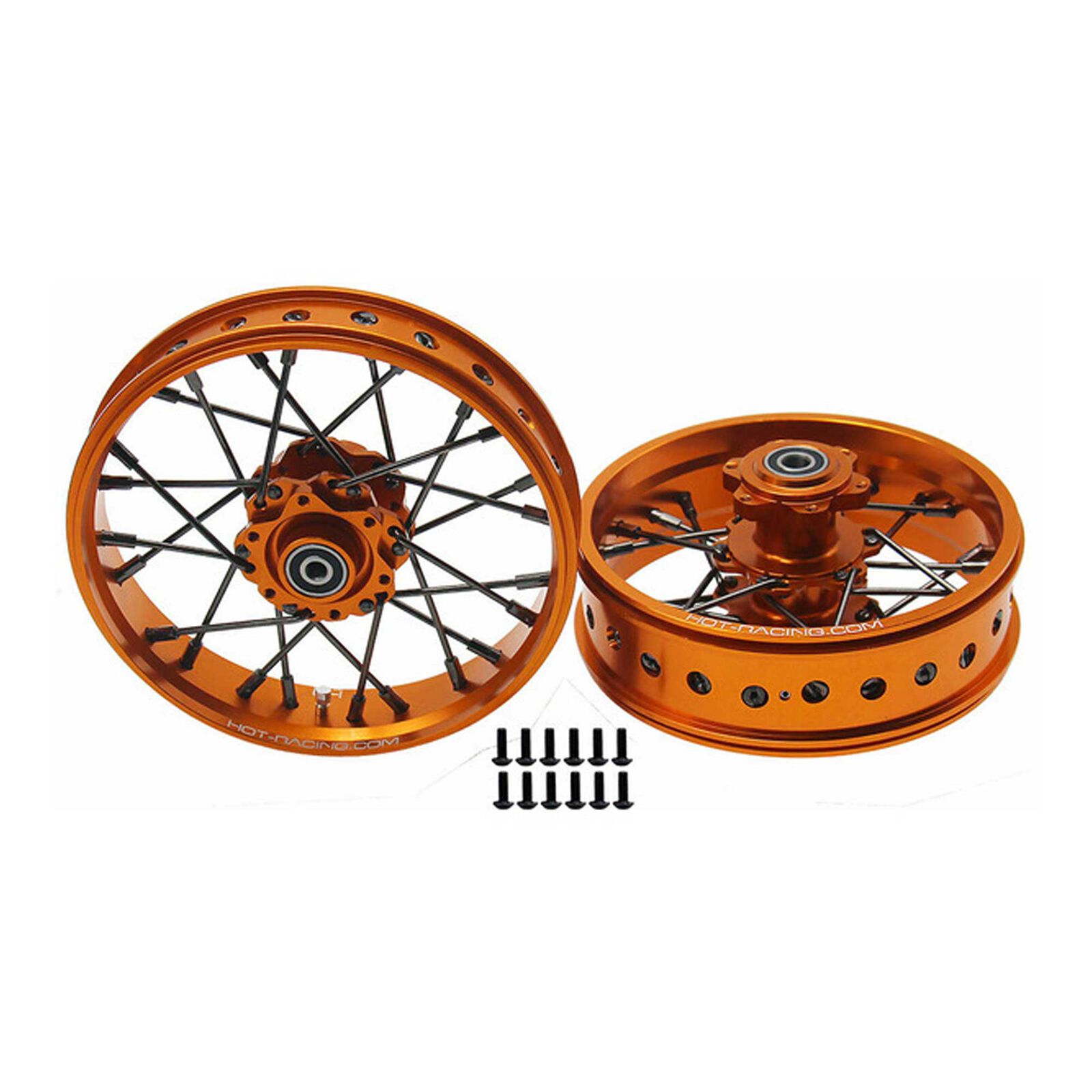24 Wire Black Spoke Gold Wheel Set, 1/4 Losi Promoto-MX