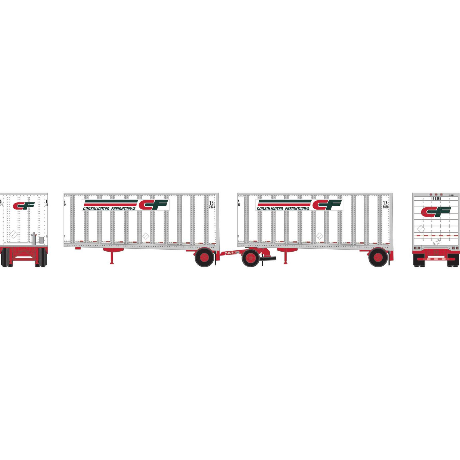 N ATH 28' Wedge Trailers Ext. Post (2) with Dolly, Consolidated Freight- Trailers: 15-2874/17-8680; Dolly: 01-0572