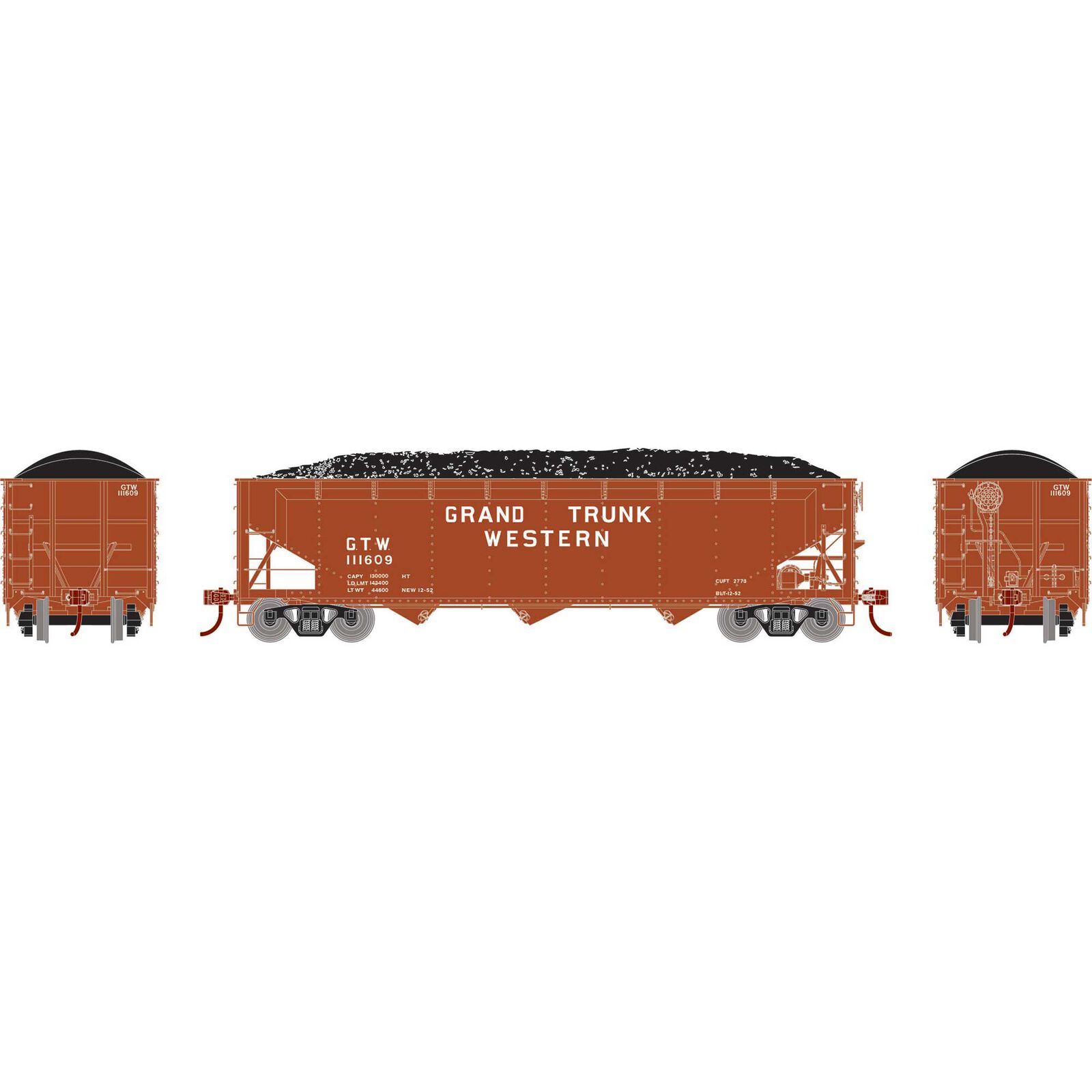 HO 40' Offset Coal Hopper with Load, GTW #111609