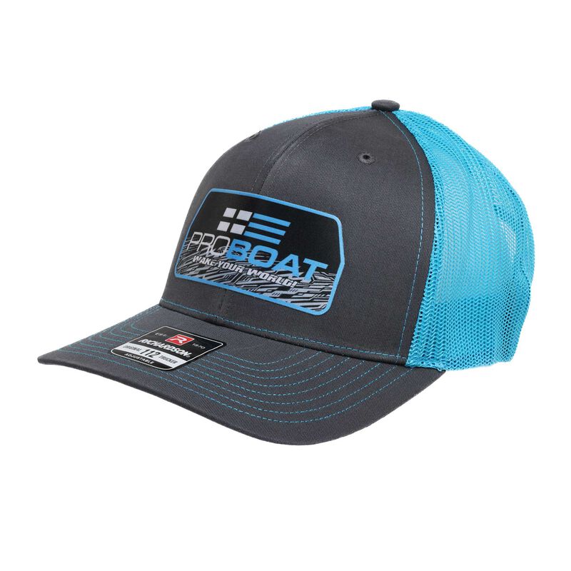Pro Boat Snapback Hat, Charcoal/Neon Blue