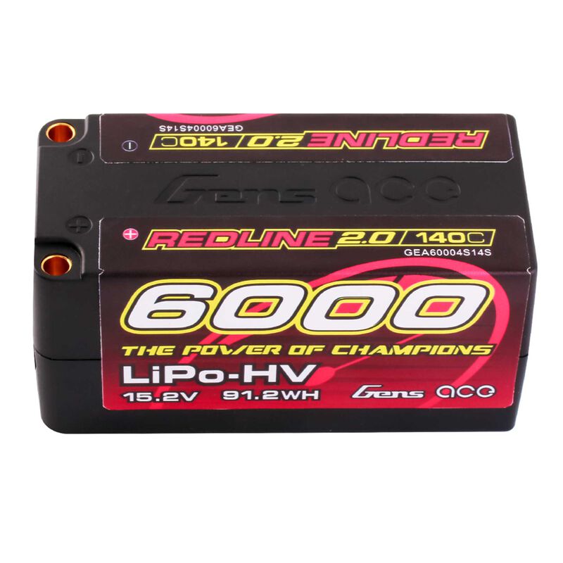 7.6V 6000mAh 4S 140C Shorty Hardcase LiHV Battery: 5mm Tubes