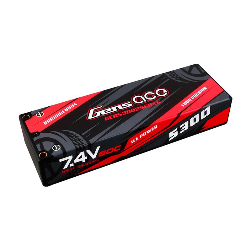 7.4V 5300mAh 2S 50C Hardcase Lipo Battery: XT60