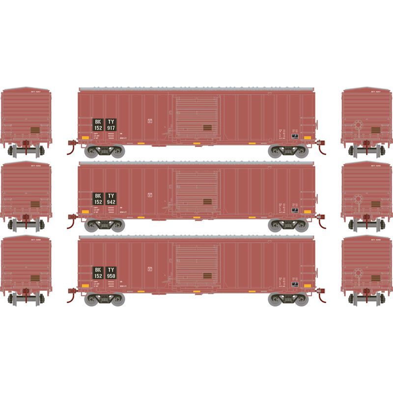 HO 50' ACF Outer Post Box Car, BKTY #152917 / 152942 / 152950 (3)