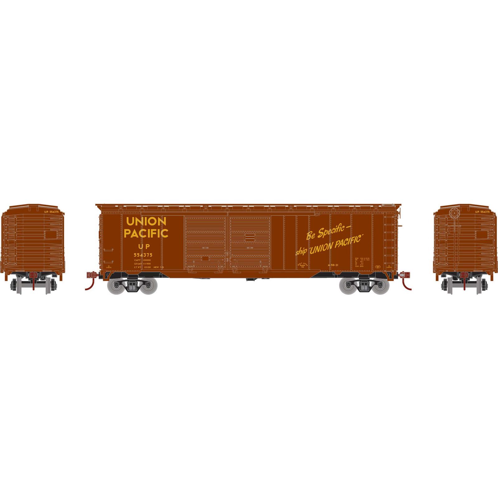 HO PS-1 Double Sliding Door Box Car, UP 'Be Specific' #554375
