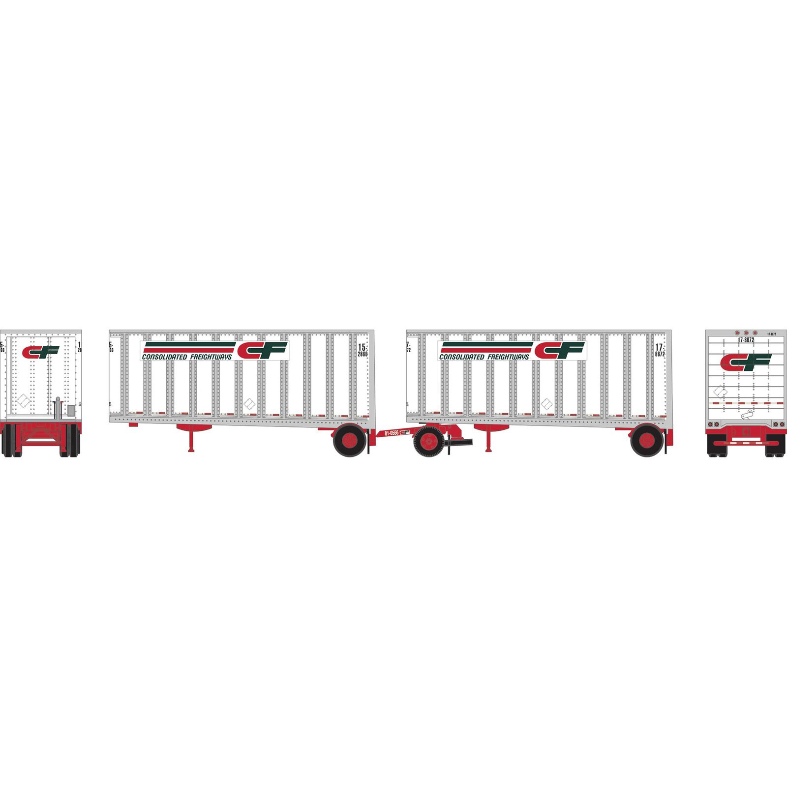 N ATH 28' Wedge Trailers Ext. Post (2) with Dolly, Consolidated Freight- Trailers: 15-2866/17-8672; Dolly: 01-0556