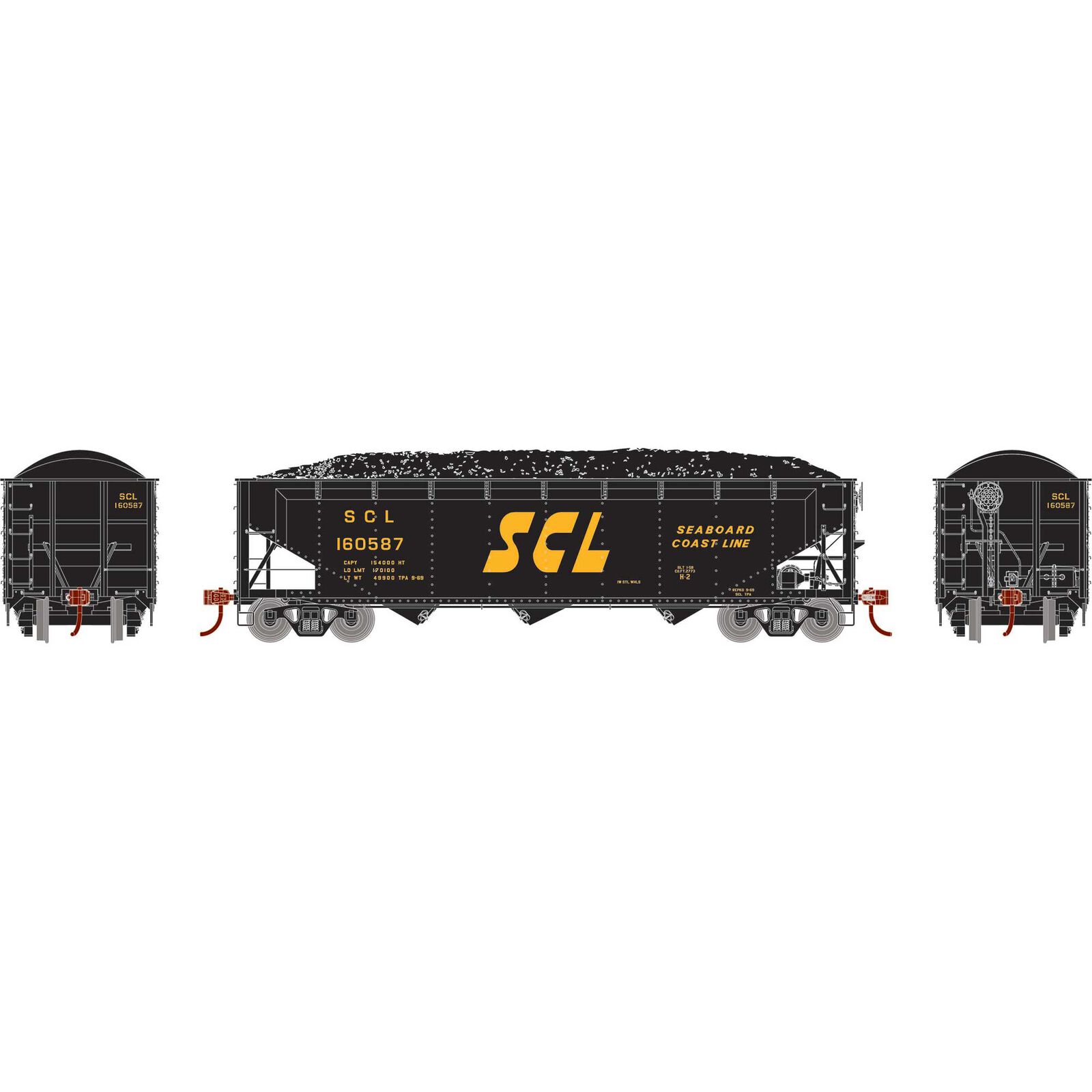 HO 40' Offset Coal Hopper with Load, SCL #160587