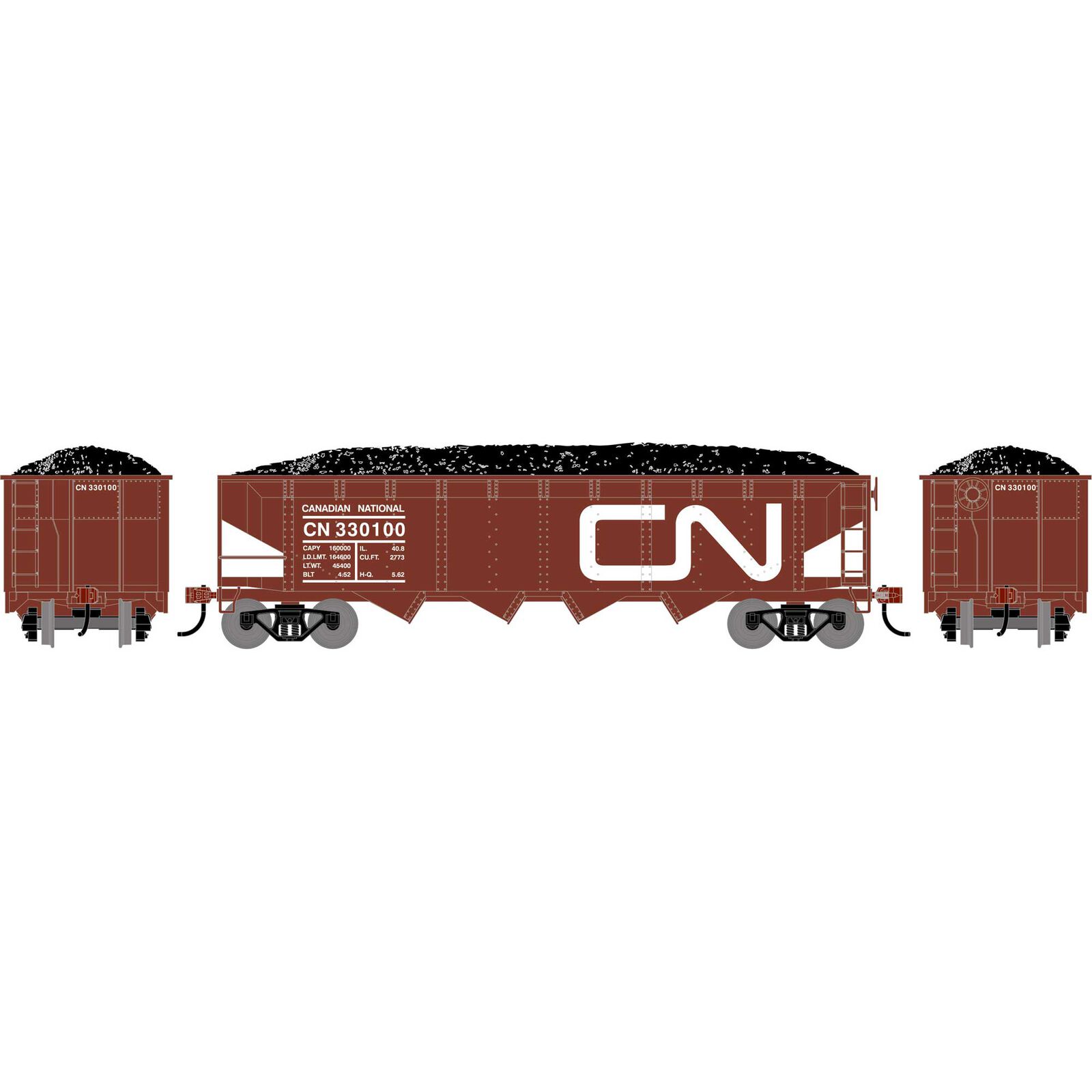 HO ATH 40' 4-Bay Offset Hopper with Load, CN #330100