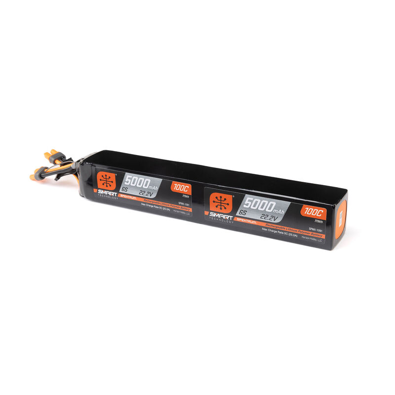 Dual 22.2V (44.4V) 5000mAh 6S x2 100C Smart LiPo Battery: IC5