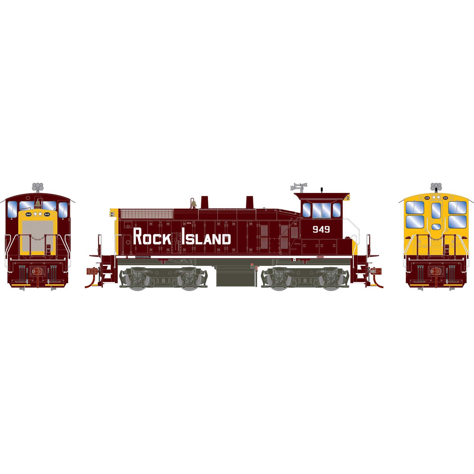HO SW1500 Locomotive, Rock Island #949