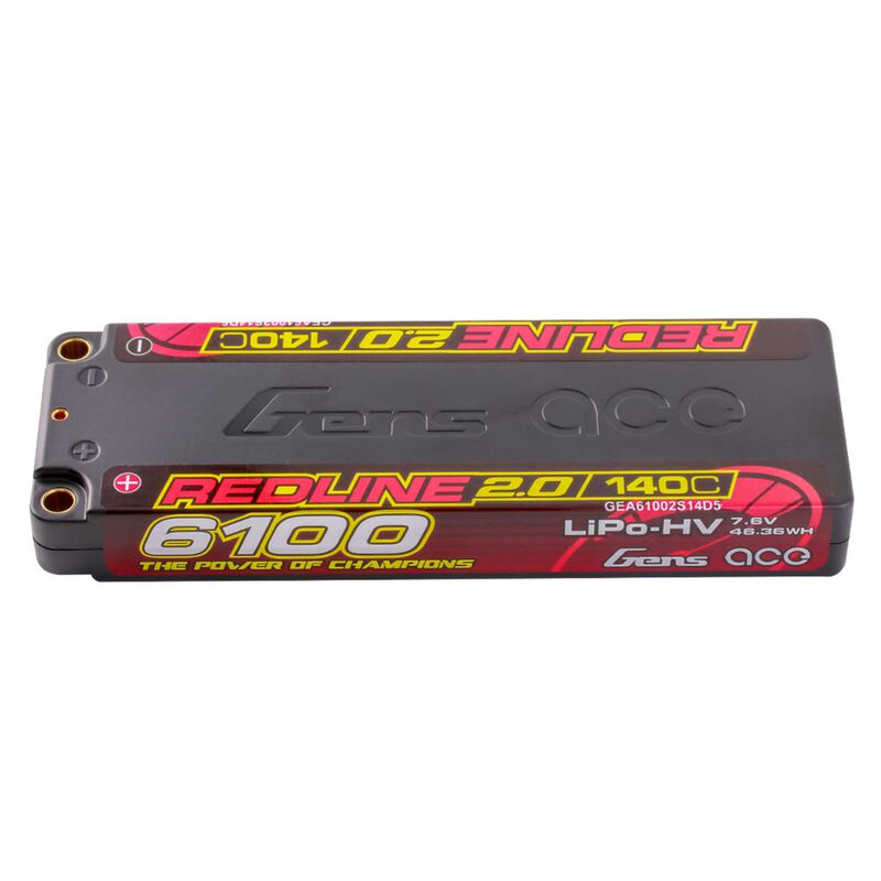7.6V 6100mAh 2S 140C Hardcase LiHV Battery: 5mm Tubes