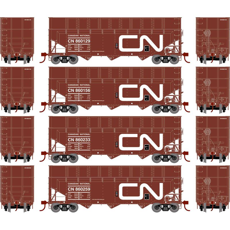HO 40' Wood Chip Hopper with Load, CN #860129 / 860156 / 860223 / 860259 (4)