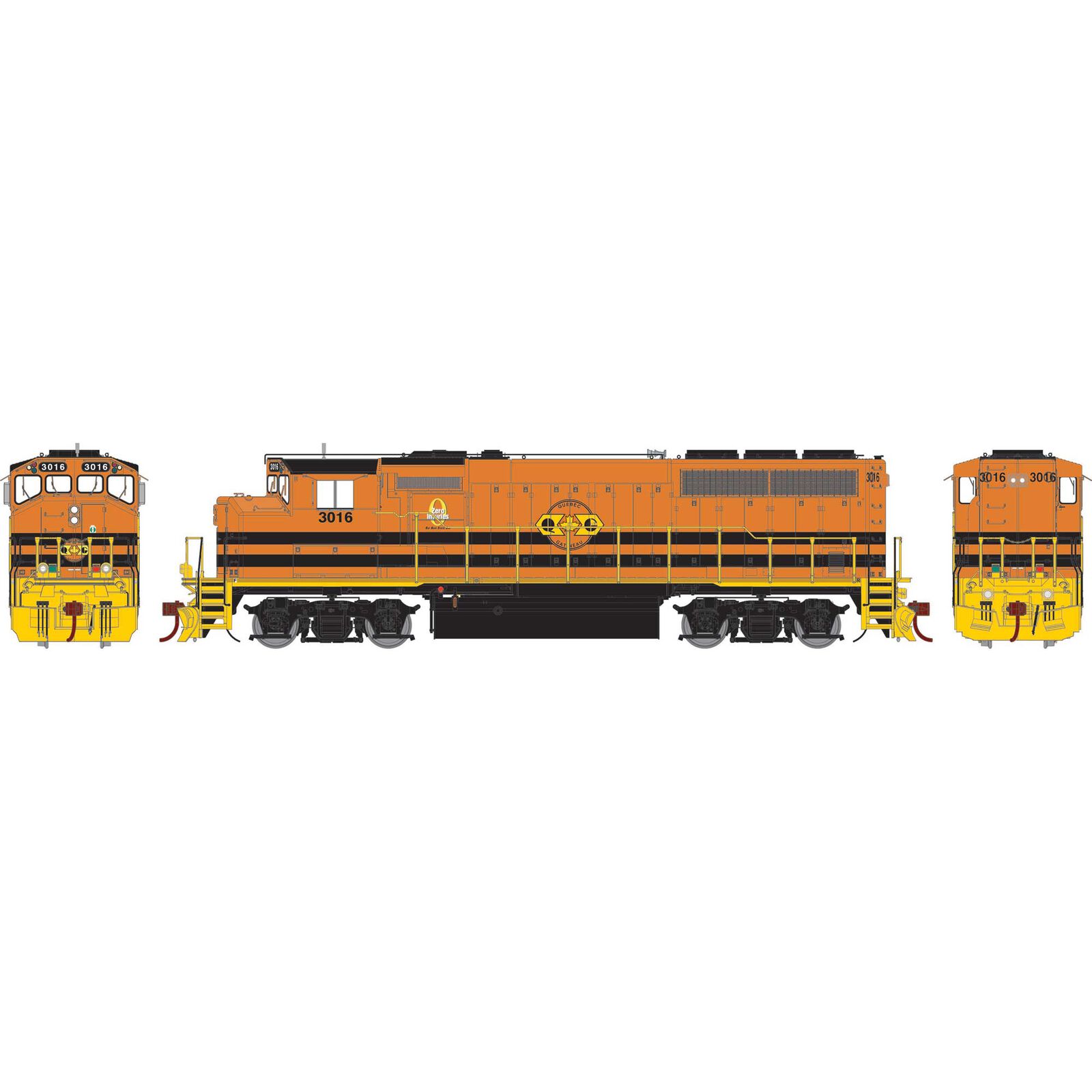 HO GP40-2L Locomotive, QGRY #3016