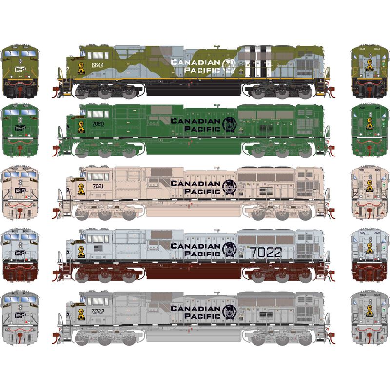 HO GEN EMD SD70ACU Locomotive, CP Military Tribute Set 6644/7020/7021/7022/7023 (5)