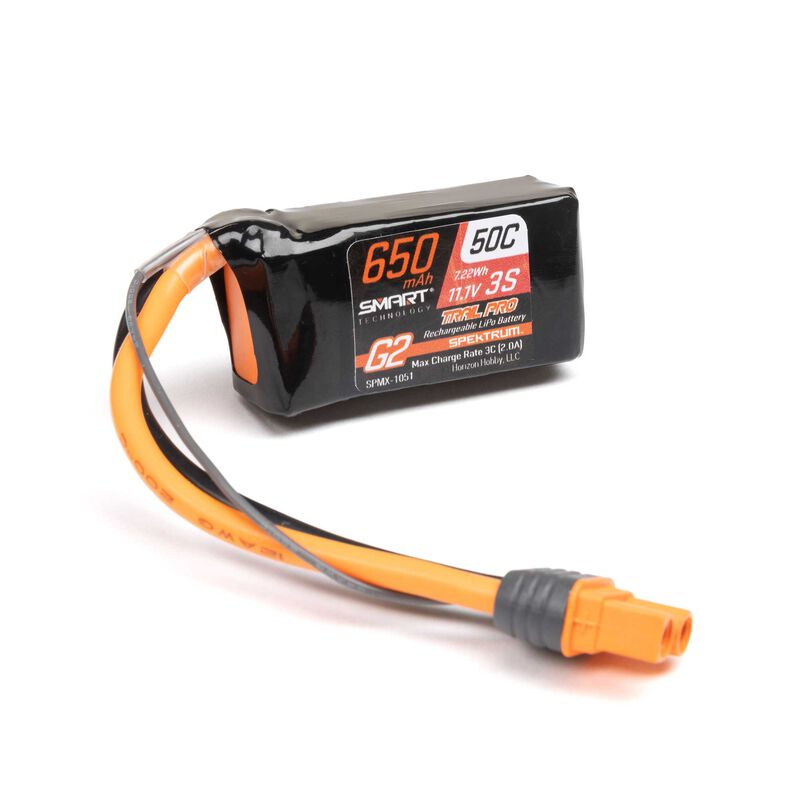 11.1V 650mAh 3S 50C Smart G2 Trail Pro LiPo Battery: IC2