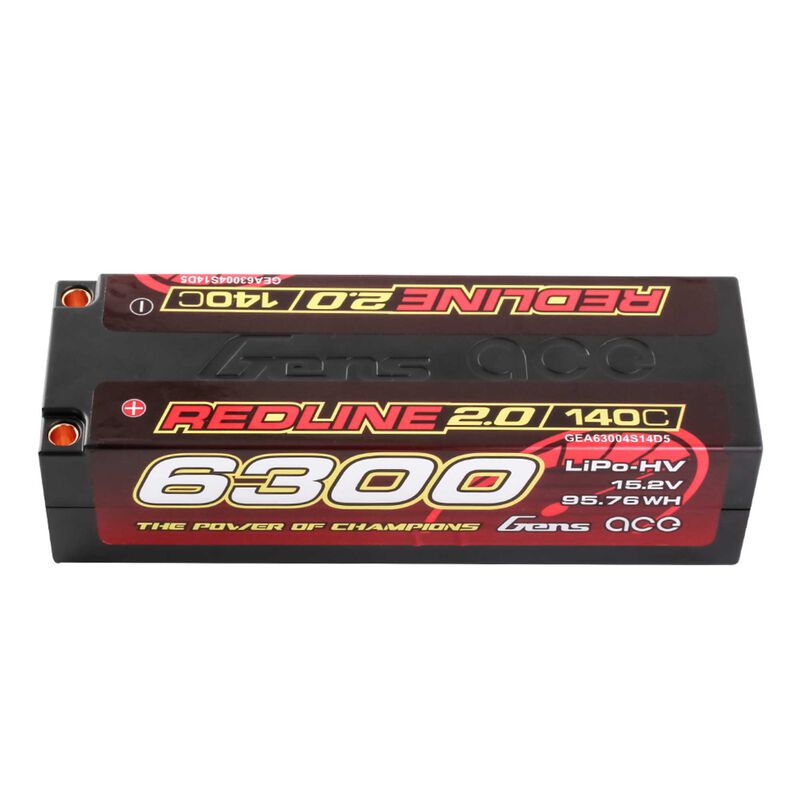 7.6V 6300mAh 4S 140C Hardcase LiHV Battery: 5mm Tubes