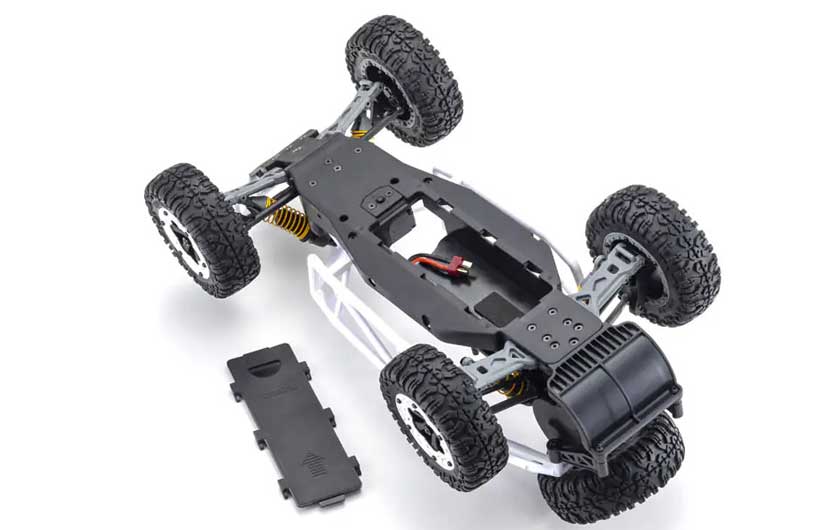 A door on the bottom of the chassis allows for easy battery removal