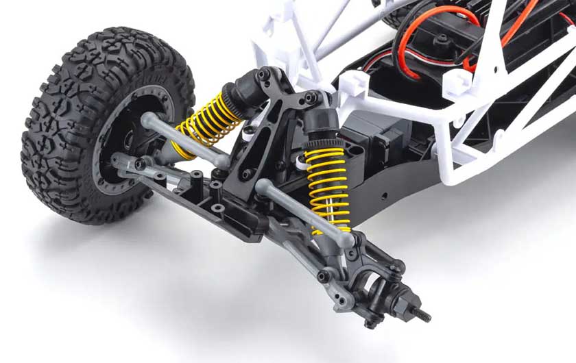 The double wishbone suspension is complimented by large oil-shocks