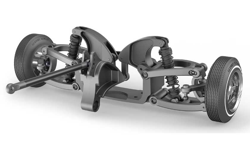 Patended hopping mechanism allows for suspension to hop up and down