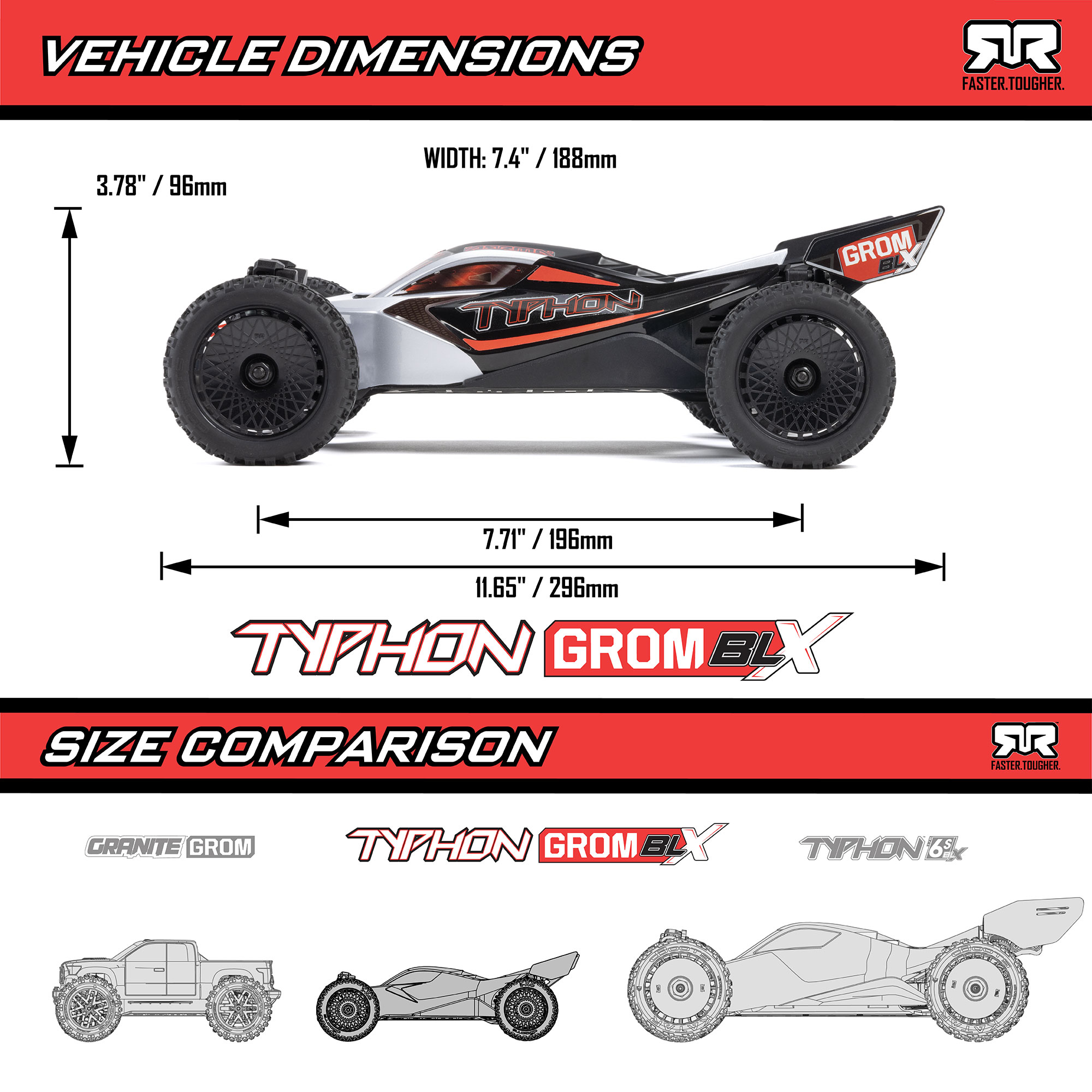 TYPHON GROM 223S BLX Brushless 4X4 Small Scale Buggy RTR, Silver