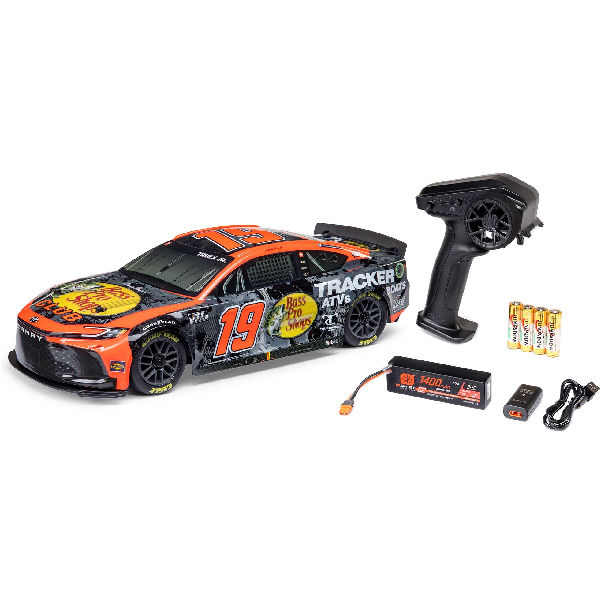 1/12 Losi NASCAR AWD RC Racecar, Martin Truex Jr. No. 19 Bass Pro 2024 Toyota Camry