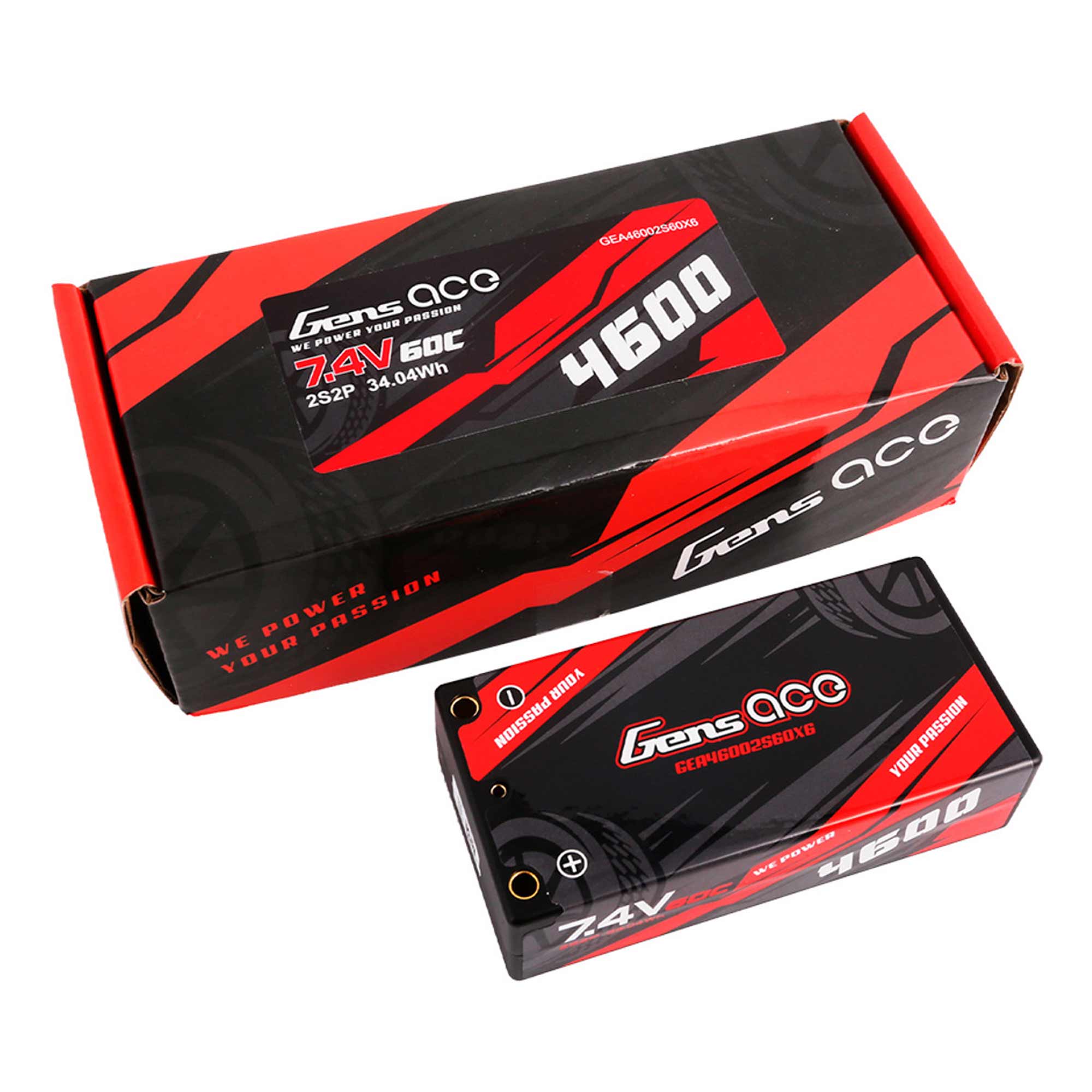 7.4V 4600mAh 2S 60C Shorty Hardcase LiPo Battery: 4mm Tubes