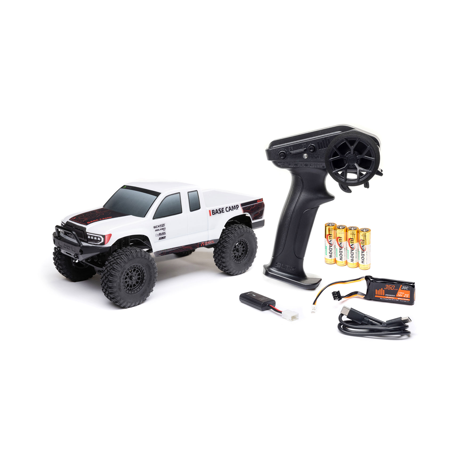 1/24 SCX24 Base Camp 4WD Rock Crawler Brushed RTR with Battery & Charger, White